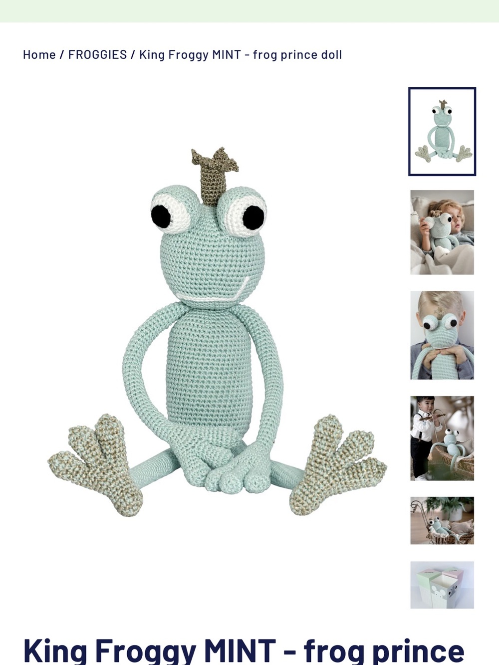 Froggies King Froggy Mint Plush Frog Prince - Mint Green